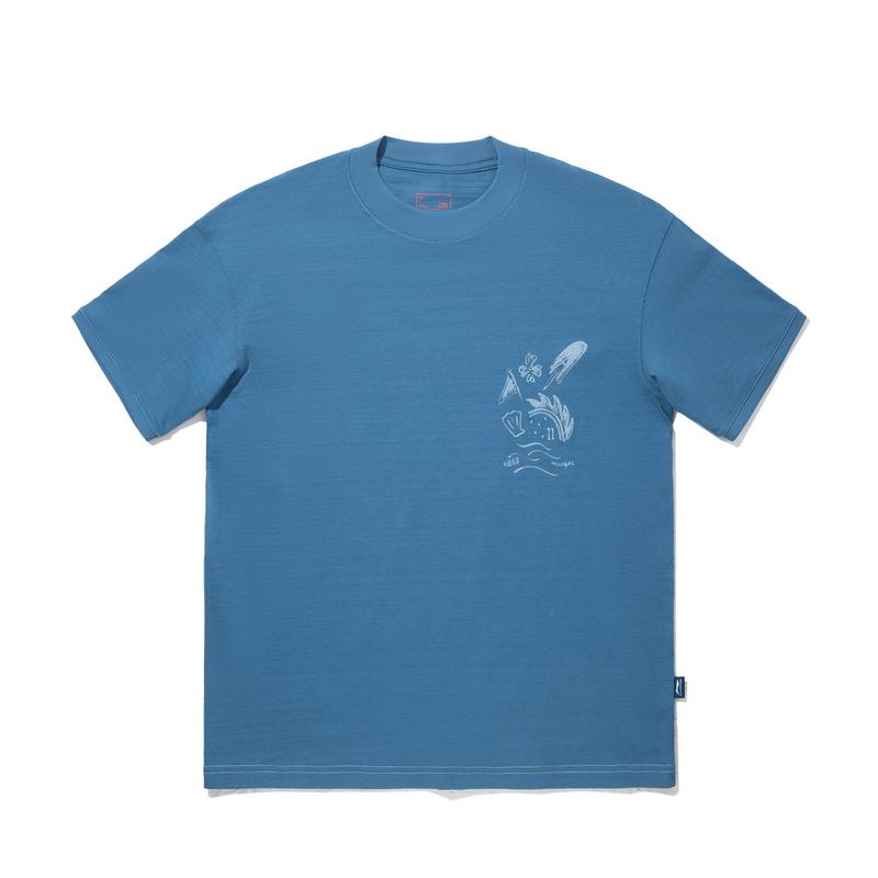 

Li Ning X Insulaire Коллаборация Свободный крой Пуловер с круглым вырезом С принтом Удобная футболка с коротким рукавом Унисекс Топы AHSVB55-5 M