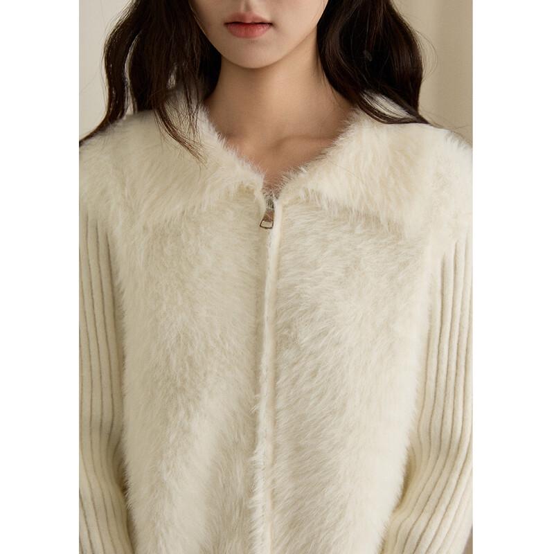 Women's Stylish Faux Two-Piece Mink Velvet Knit Cardigan