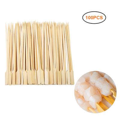 100 Pezzi Spiedini di Bambù per Barbecue Bastoncino di Bambù Monouso Spiedini a Paletta per Barbecue