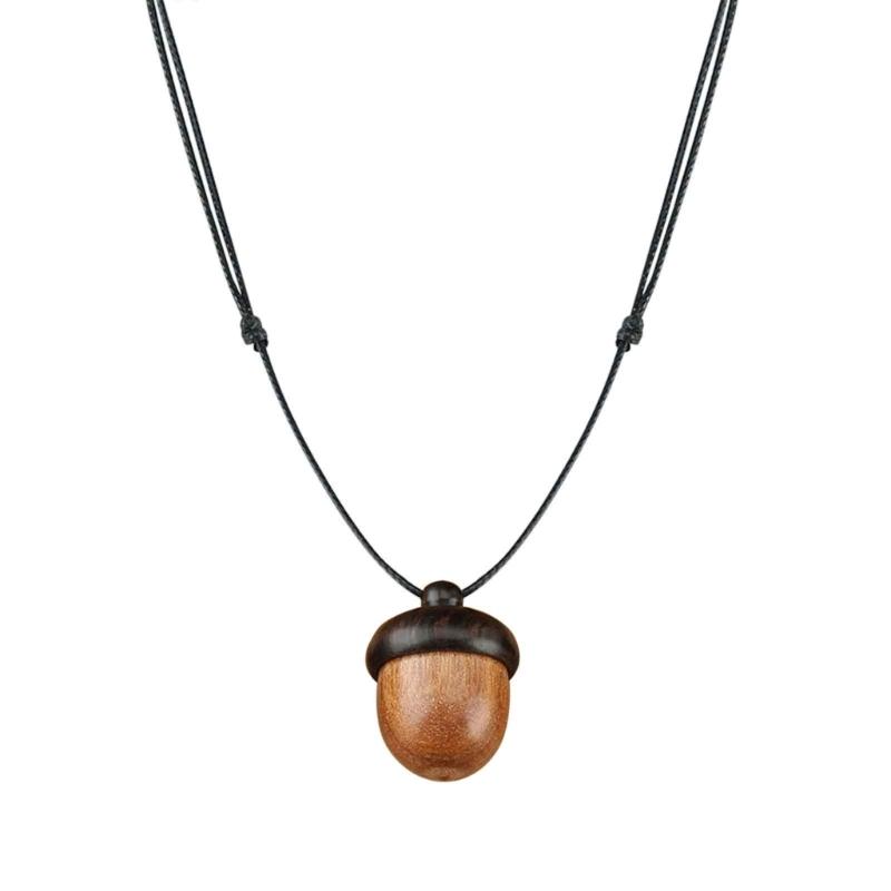 

Retro Twist Ebony Acorn Pendant Gawu Box Long Necklace Simple Literary Men and Women Jewelry Wishing Bottle Jewelry