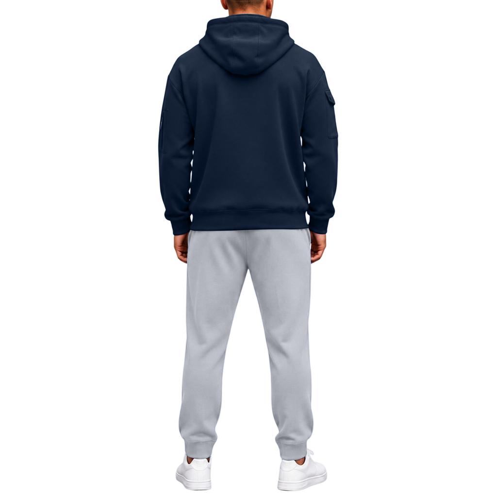 Men's Athletic Full Zip Hoodie and Black Pants Casual Track Suit 2 Piece Set