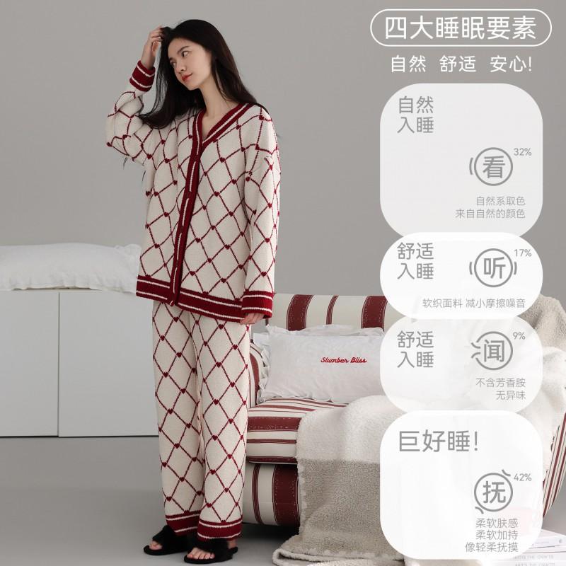 Womens Thick Fleece Pajama Set Winter Cozy Lounge Wear Soft Warm Sleepwear Outfit Home Light Outdoor Use