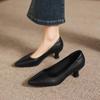 Krazing Pot Genuine Leather Round Toe Thin Heels Summer Shoes Solid Big Size 42 Shallow Decoration Women Shallow Pumps