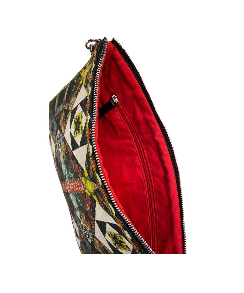 Greedilous Black Geometric Clutch Bag