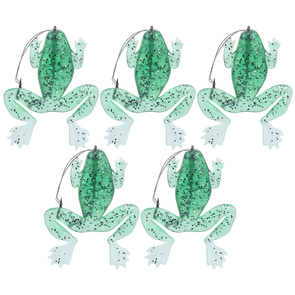 5Pcs Artificial Simulation Transparent Green Single Hook Soft Lure Bait Antihanging