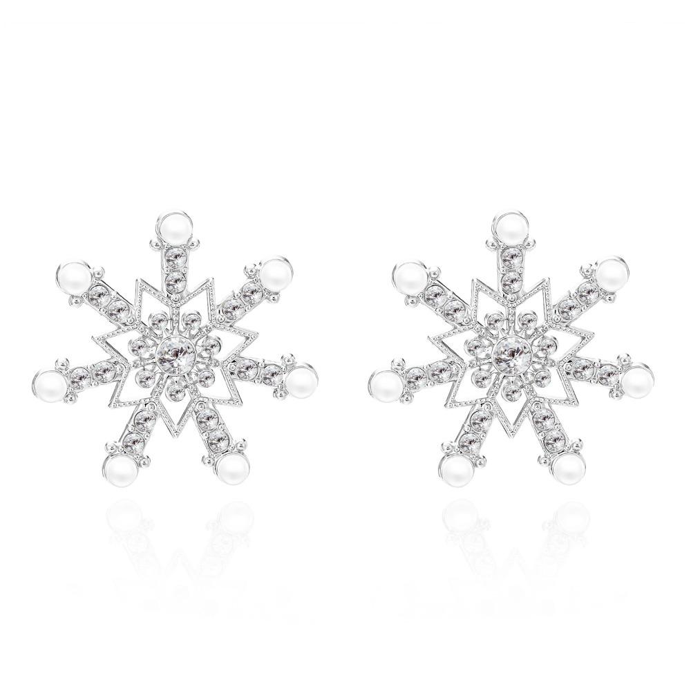 Pearl Christmas Stud Earrings Multicolor Xmas Dangle Earrings Sweet Snowflake Earrings  Holiday