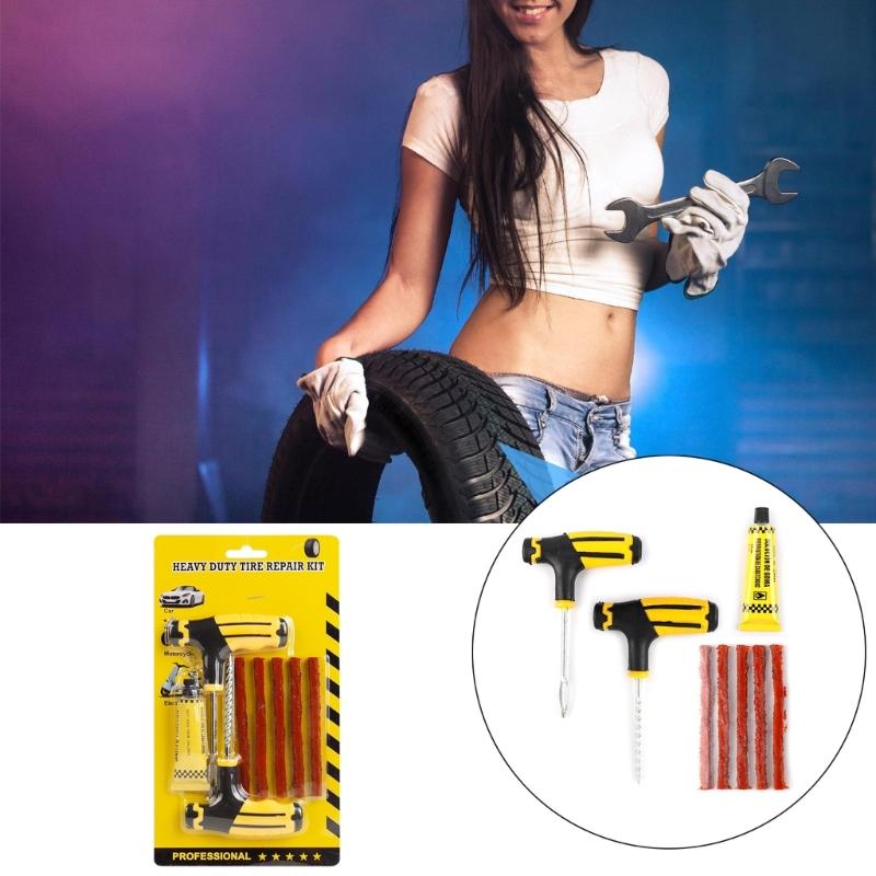 Auto Tire Repair Set Puncture Repair Tool Car Motorcycle Bike Heavy Duty Tubeless Tire Repair Kit Rivets Tool Set