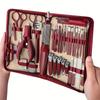 Set de soins des ongles en acier inoxydable de 42 pièces avec étui zippé pour un toilettage complet des mains, des pieds et des ongles