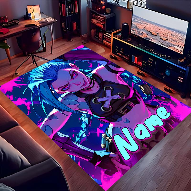 Custom Personalization League of Legends Jinx Print Area Rug - Soft, Washable Non-Slip Indoor Mat,Living Room,Home&Office Decorative Rug