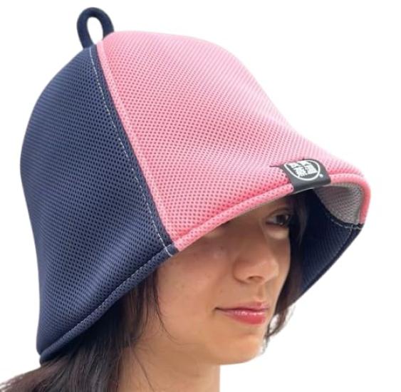 Pink & Navy Bicolor Hard Double Layer Next Generation 3-Layer Polyester Mesh Material Large Size Sauna Hat Reversible Original Product Unisex Roomy