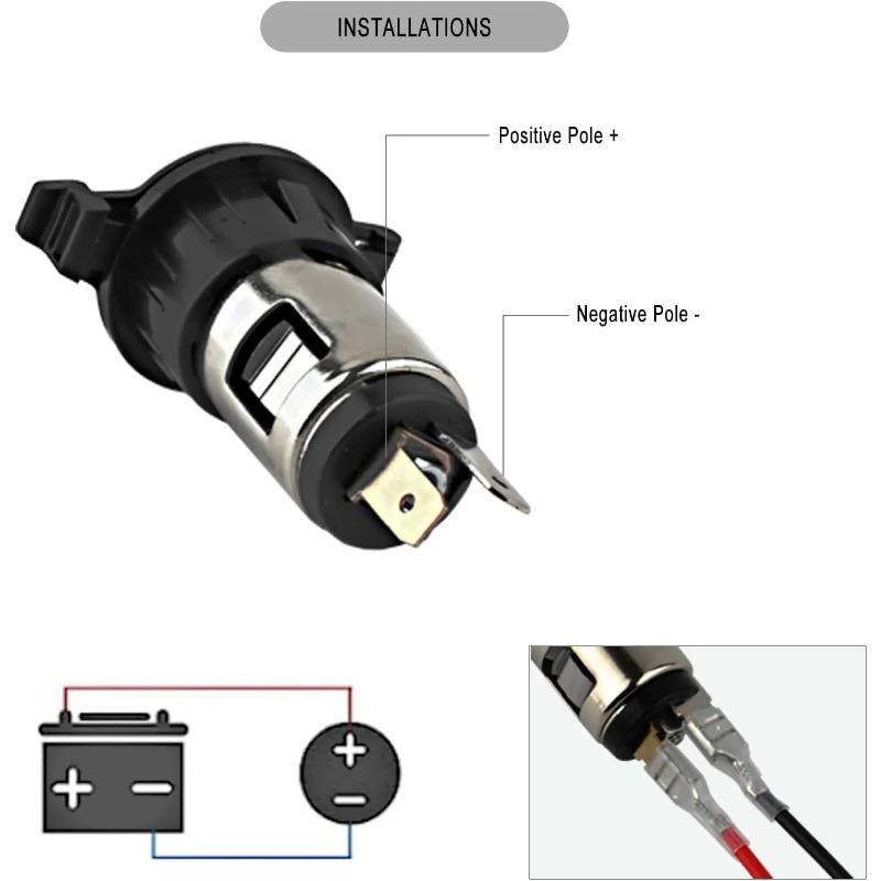 Xiaomi 120W 12V/250W 24V Small Dustproof ABS 2 Pin Cigarette Lighter for Car Boat Marine Motorcycle for Motorcycles Boats Tractor Truck