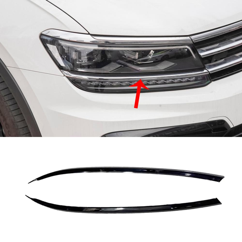 Skirta VW Tiguan MK2 R-Line 2017-2021 Priekinio buferio Žibintų antakių Centrinės grotelės Rūko žibinto Juodos apdailos juostelės Lipdukai Apdaila