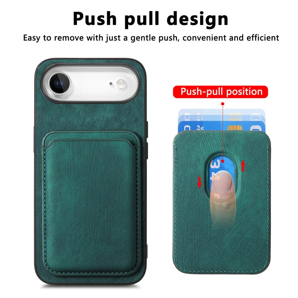 For iPhone Air Case Compatible with MagSafe Leather Back Cover with Detachable Card Holder