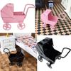 Wrought Iron 1:12 Dollhouse Miniatures Realistic Doll Pram Toys Baby Stroller Model  Collection Toy