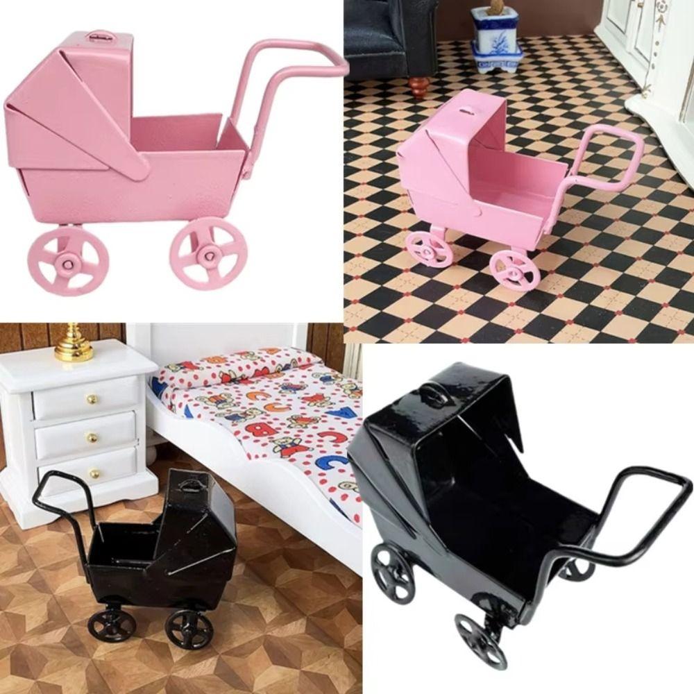 Schmiedeeiserne Mini-Wiege Kinderwagen Realistischer Puppenwagen Spielzeug Babykinderwagen Modell Kinder Rollenspiel