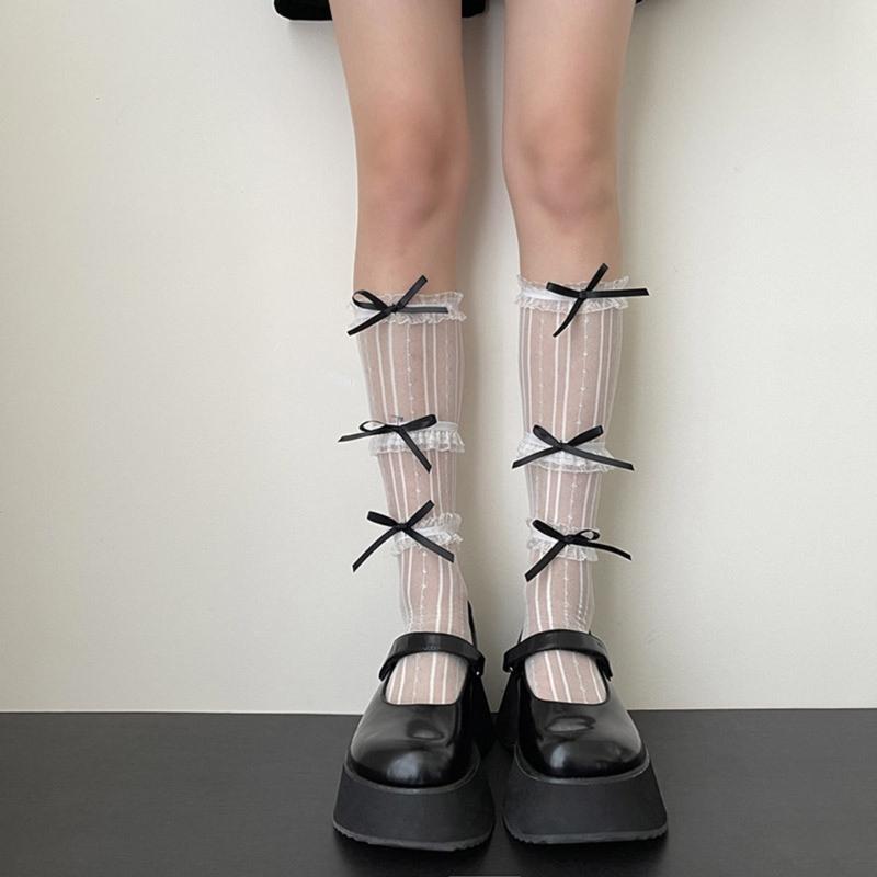 Sweet Lolita Calf Length Socks Soft Nylon Fabric Socks Breathable Socks Comfort Socks Perfect for Daily Wear and Cosplay