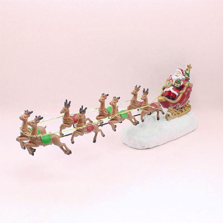 Weihnachtsmann Rentier zieht Wagen Leuchtende Dekorationen Weihnachtsfiguren Neujahrsgeschenk