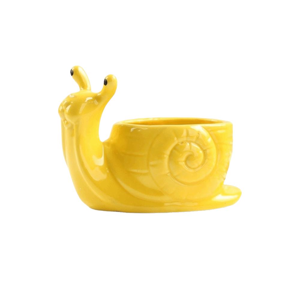 Ornaments Succulent Flowerpot Snail Shape Potted Planter Cartoon Animals Ceramic Flower Pot Indoor жёлтый