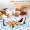 Sushi Serving Plate Ceramic Sushi Plate Shark Shape Porcelain Sushi Platter Porcelain Food Serving Trays with Soy Sauce Holder