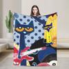 Pete The Cat Cartoon Knitted Blanket Fleece Soft Throw Blanket for Bedroom Sofa Bedspread