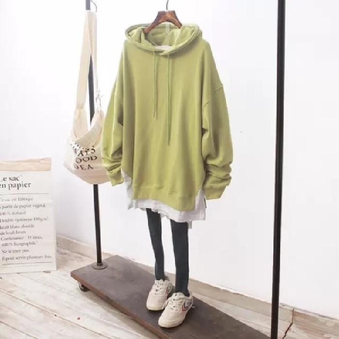 Women's 2024 Autumn and Winter Loose Large Size Casual Top with Two Pieces of Fake Hoodie Sweater