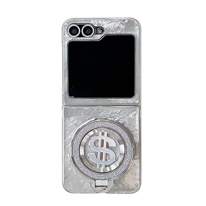Dollar Gold Coin Mirror Butterfly Phone Case for Samsung Zflip7 Flip Folding Screen W24flip Ring