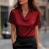 Women's Elegant Swing Collar Short Sleeve Top