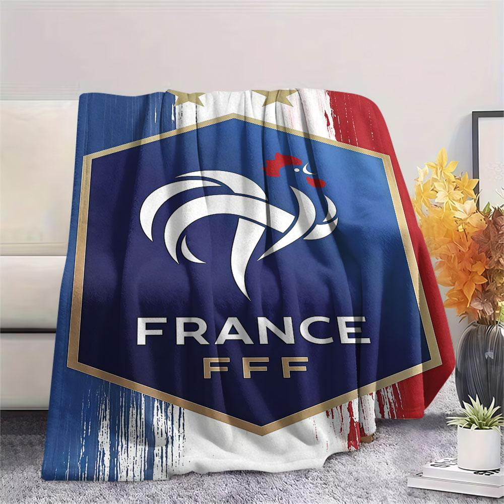 1PC France National Football Team Patterned Flannel Blanket Suitable For All Seasons for Home Decor Warmth and Comfort Gifts Holiday Present