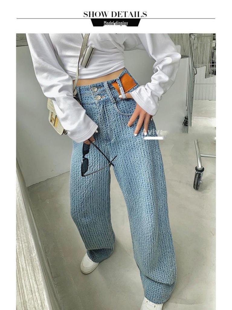 Women's High-Waist Breathable Wide-Leg Jeans - Autumn Slim Fit