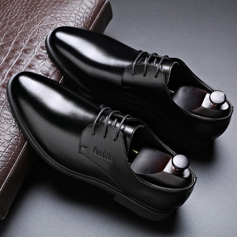 Jarní Podzimní Kožené Boty pro Muže Formální Oblečení Svatba Ploché Boty Britský Styl Ležérní Oxfordky Protiskluzové Kancelářské Pracovní Značkové Boty