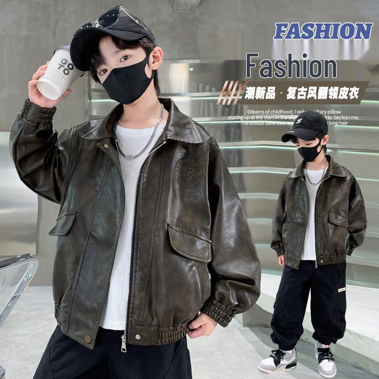 

Шкіряна куртка Rogue Cool Boy - Колекція Весна/Осінь 2025, Вільний крій, Плюс оксамит для дітей середнього та старшого віку 160cm