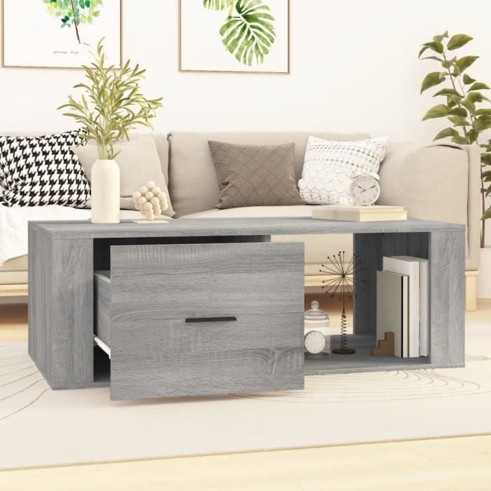 816542 vidaXL Coffee Table Sonoma Grey 100x50.5x35 Cm Engineered Wood