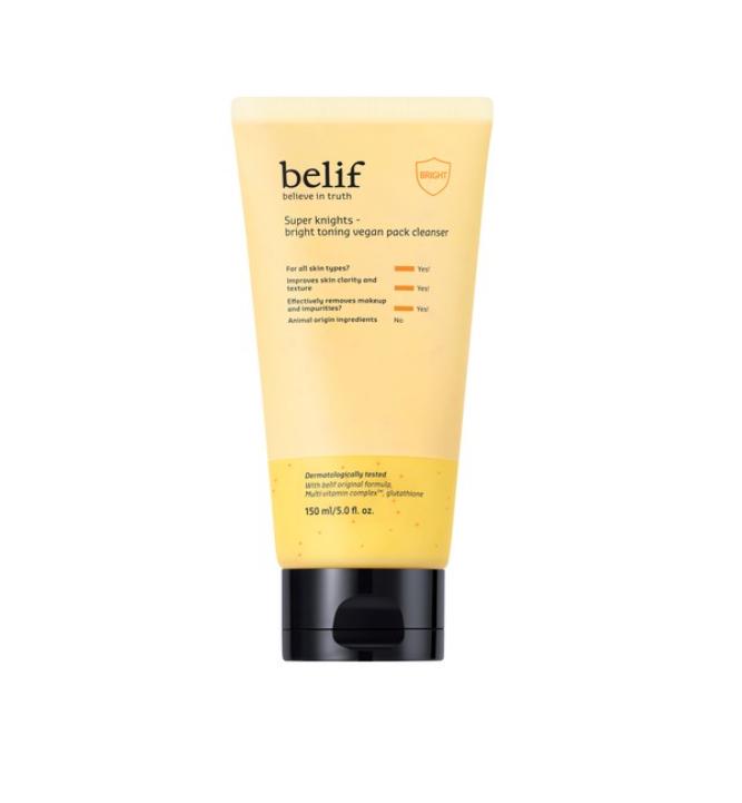 belif Super Knights Bright Toning Vegan Pack Cleanser – Brightening & Deep Cleansing, 150ml
