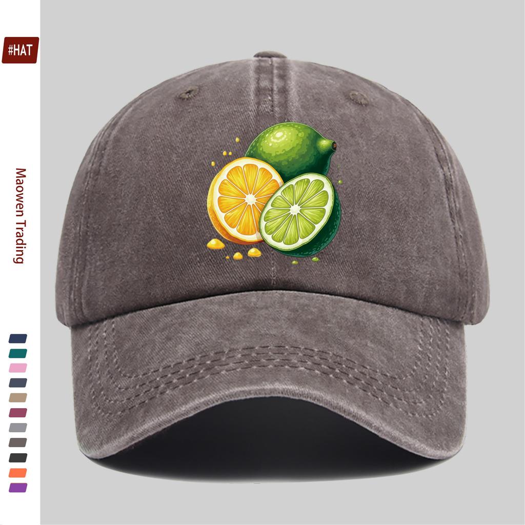 pc Vibrant Citrus Fruit Illustration Printed Baseball Cap Fashionable Summer Printed Trucker Sun Hat Comfortable Lightweight
