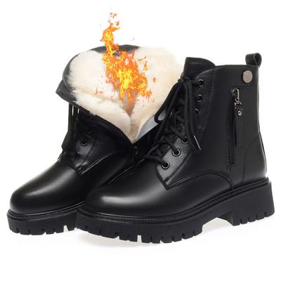 Martin Stiefel Damenschuhe Winter Samt verdickt kurze Stiefel weiches Leder Baumwollschuhe dicke Fellstiefel Schneestiefel Fell integrierte Lederschuhe