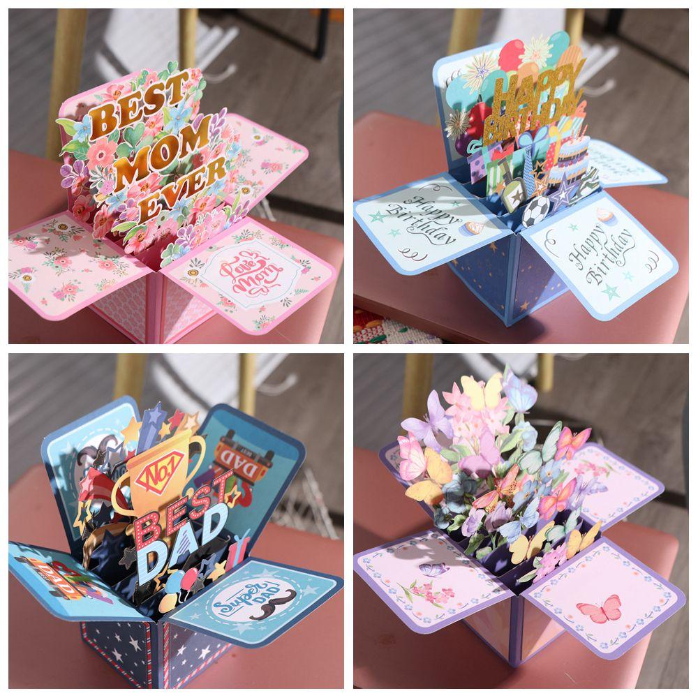 Paper Father's Day  Card Wishing Mother's Day Cards 3D Pop Up Birthday Greeting Card  Birthday