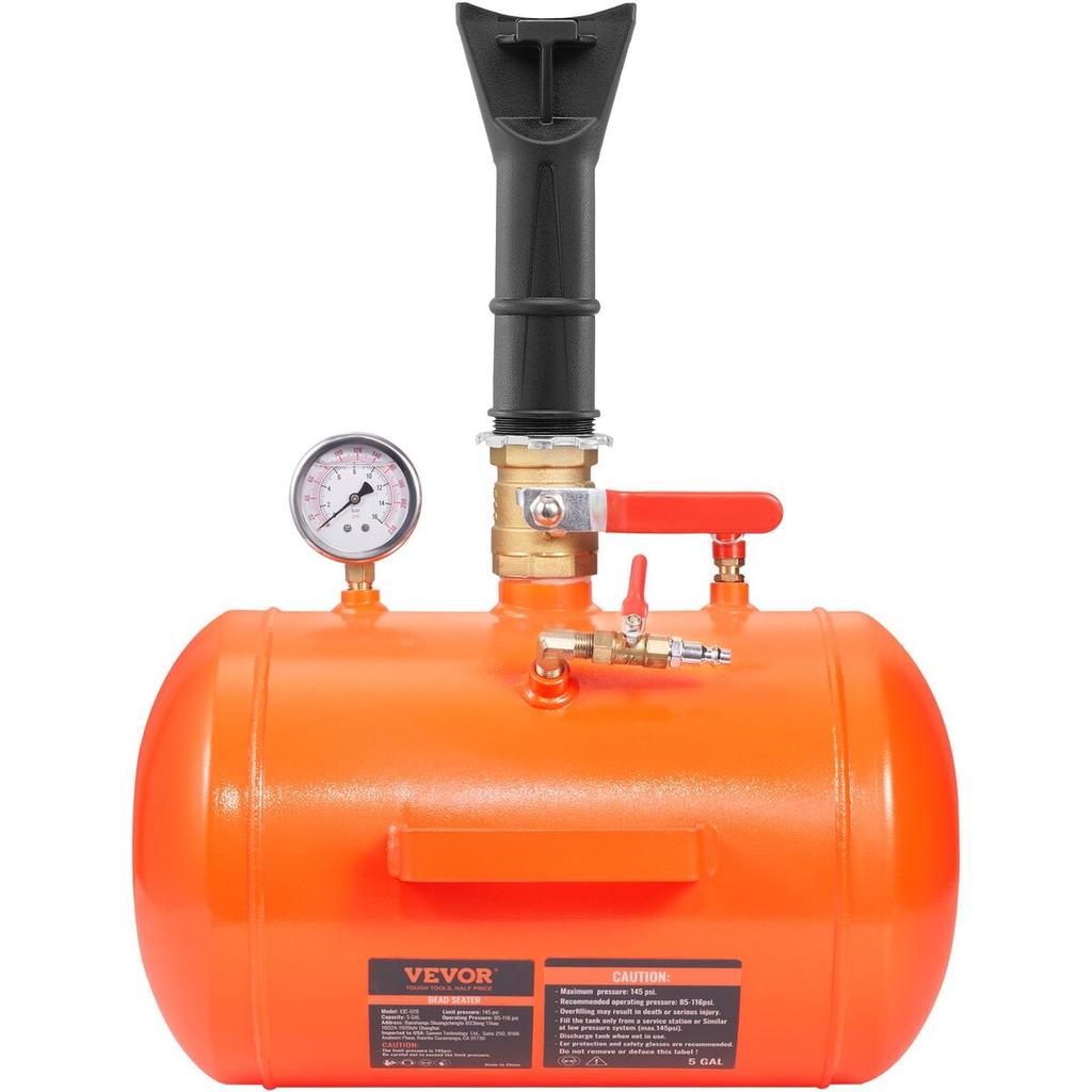 Tire Bead Blaster, 5 Gallon/19L Capacity, Includes Pressure Gauge & Handle, 145 PSI Max Inflation Tank, Operates Between 85-116 PSI for Cars, Trucks,
