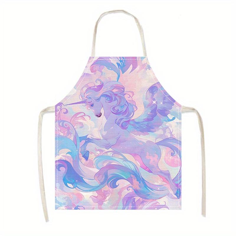 

1pc Magical Unicorn Fantasy Apron Colorful Pastel Rainbow Kitchen Cooking Baking Kids Gift Linen Chef 38X47cm(15X19in)