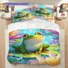 Frog Pattern Bedding Quilt Set Quilt Cover Pillowcase Home Decoration Birthday Gift (1 * duvet cover + 2 * pillowcase, without core)