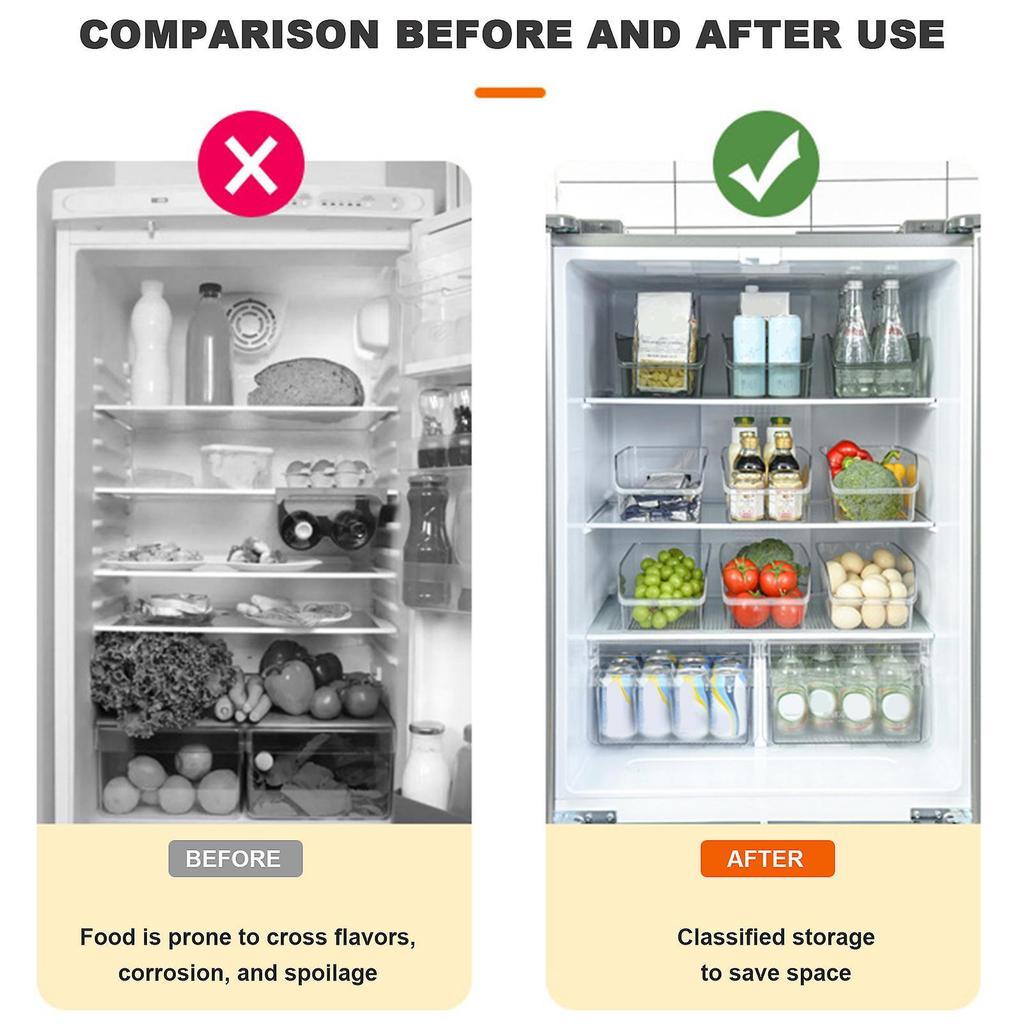 Refrigerator Storage Box with Drawer Handle Reusable Vegetables Fruits Organiser Kitchen Accessories