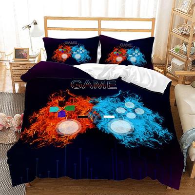 Gamepad Bettbezug Set 3D Druck Mit Knopf Videospiel King Queen Full Size Bettdeckenbezug Für Kinder Teenager Polyester Bettwäsche Set