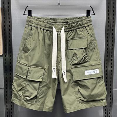 Herren Cargo Shorts Elastischer Bund Verstellbare Mehrfach-Taschen Shorts Schnell Weites Bein Kordelzug Trocknend Fitness Laufshorts