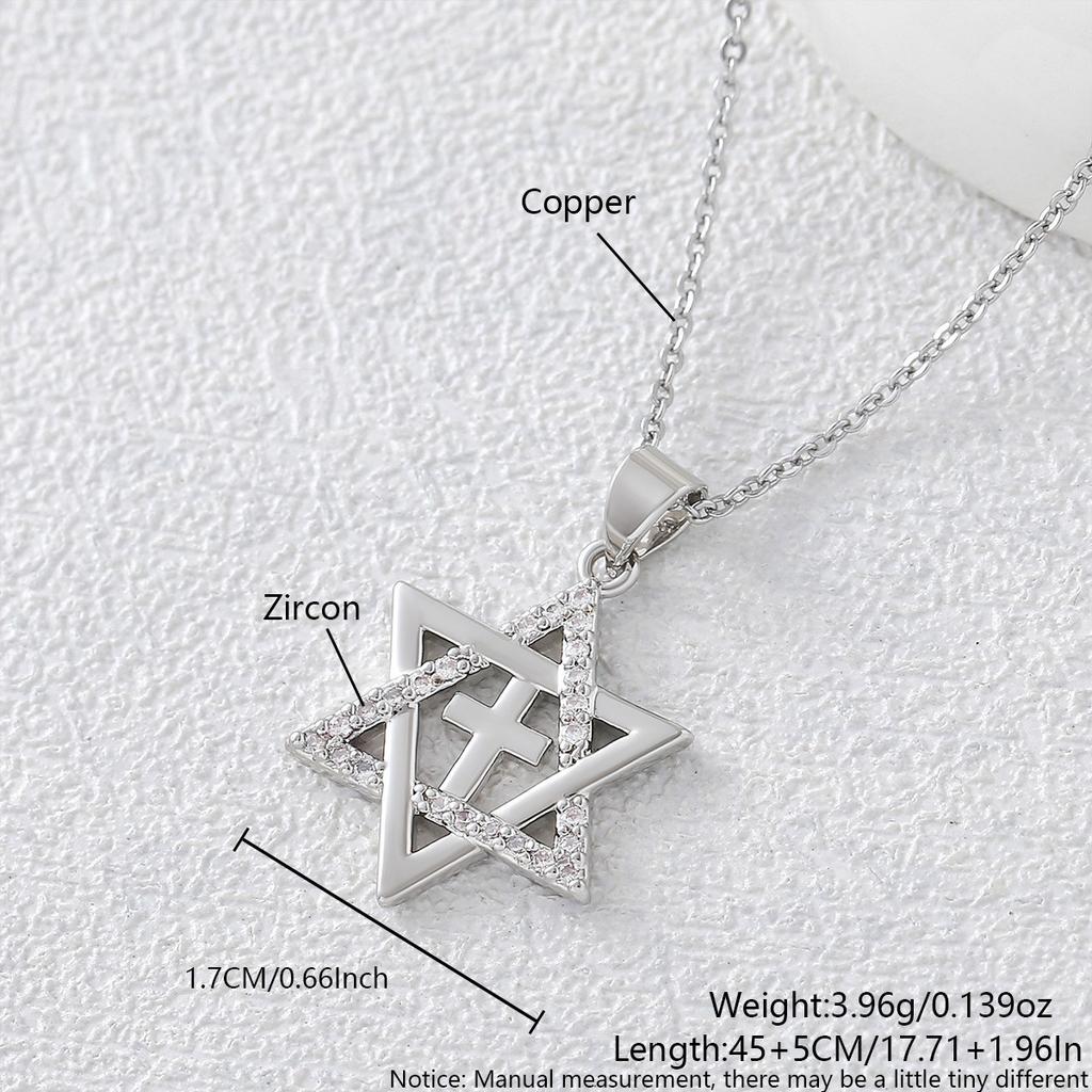 Hexagram Necklace for Men - Simple and Versatile, Fashionable and Unique. Hexagonal Star Necklace for Women.
