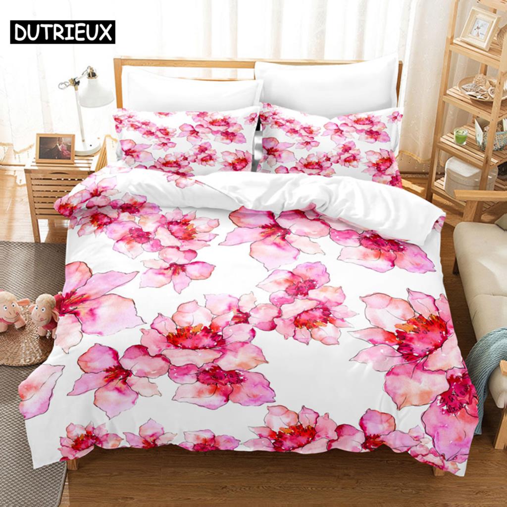 Flower Duvet Cover Set King Size 230X260 Single Double Bed Quilt Covers Pillowcase 3D Queen Bedding Sets Full Twin 2PCS 3PCS New