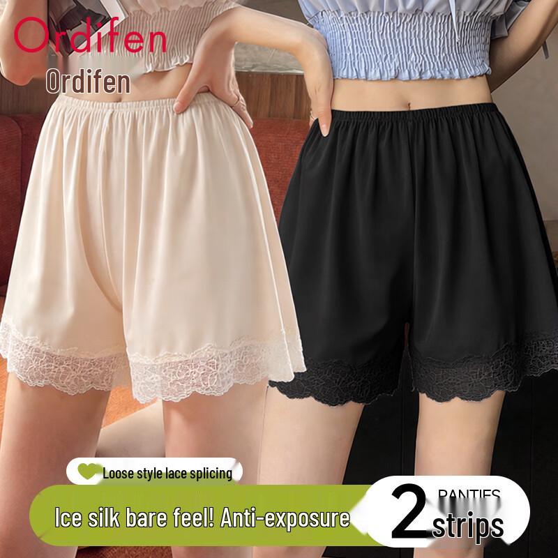 Odeifen Women s 2-Pack Lace Anti-Chafe Safety Shorts XL