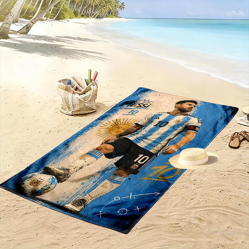 Asciugamano da spiaggia con design ispirato a Messi Asciugamano da spiaggia ad asciugatura rapida per viaggi sport all'aperto jogging spiaggia e nuoto