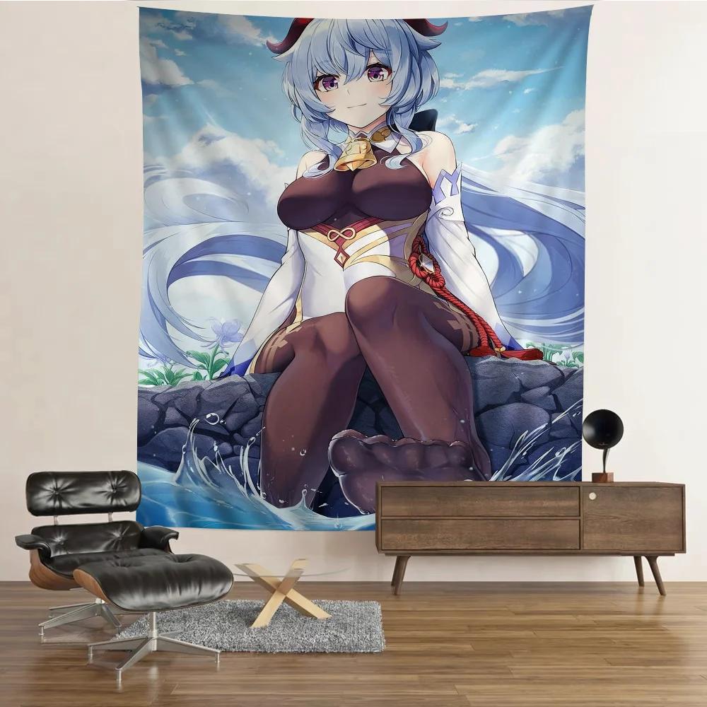 Genshin Impact Ganyu Hanging Bohemian Tapestry Hanging Tarot Hippie Wall Rugs Dorm Japanese Tapestry 74x94cm(29x37in)