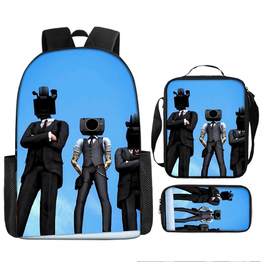 Zaino Spoof Skibidi Toilet Man Zaino Scuola Elementare Borsa Astuccio