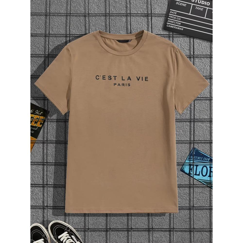 Herren T-Shirt mit Slogan-Print, kurzärmelig
