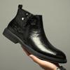 Chelsea Leather Boots Men's 2025 Autumn and Winter New Fleece Thickened Cotton Shoes Youth Medium and High Top Men's Martin Boots Tide